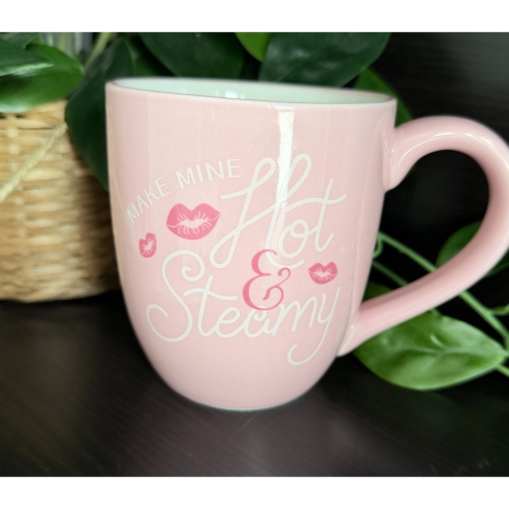 Celebrate it Pink Coffee‎ Mug Cup "Make Mine Hot and Steamy" Kisses